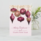 Elegant Burgundy Gold-kerstkaart (Staand voorkant)