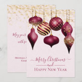 Elegant Burgundy Gold-kerstkaart (Voorkant / Achterkant)