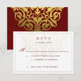 Elegant Burgundy Gold Mandala Indiaas huwelijk RSV RSVP Kaartje
