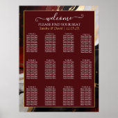 Elegant Burgundy Gold Marble Wedding Seating Chart Poster (Voorkant)