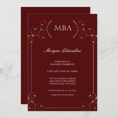 Elegant Burgundy Gold MBA Afstuderen Kaart (Voorkant / Achterkant)