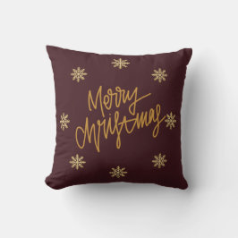 Elegant Burgundy & Gold Merry Christmas Home Décor Kussen