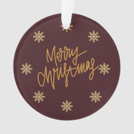 Elegant Burgundy & Gold Merry Christmas Ornament