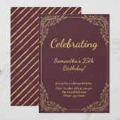 Elegant Burgundy Gold Milestone Birthday Kaart (Voorkant / Achterkant)