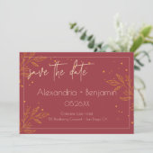 Elegant Burgundy & Gold Modern Wedding Save The Date (Staand voorkant)