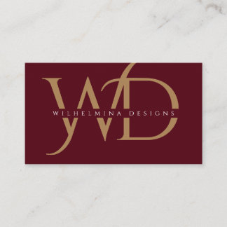 Elegant Burgundy Gold Monogram Luxury Typografie Visitekaartje