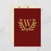 Elegant Burgundy Gold Monogram Weddenschap Bedankkaart (Voorkant / Achterkant)