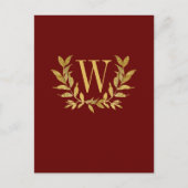 Elegant Burgundy Gold Monogram Weddenschap Briefkaart (Voorkant)
