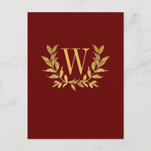 Elegant Burgundy Gold Monogram Weddenschap Briefkaart (Voorkant)