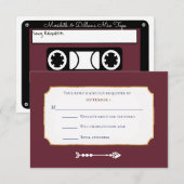 Elegant Burgundy Gold Music Mix Request Wedding RSVP Kaartje (Voorkant / Achterkant)