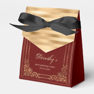 Elegant Burgundy Gold-omhuld script zaterdag Bedankdoosjes