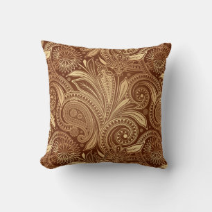 Elegant  Burgundy Gold Paisley Kussen