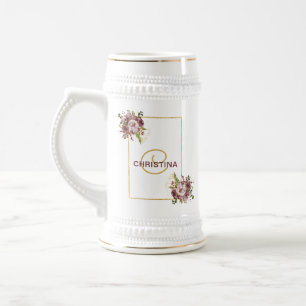 Elegant Burgundy Gold Pink Floral Bridesmaid Bierpul
