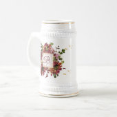 Elegant Burgundy Gold Pink Floral Bridesmaid Bierpul (Voorkant links)