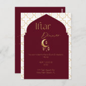 Elegant Burgundy & Gold Ramadan Iftar Invitation Briefkaart (Voorkant / Achterkant)