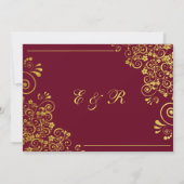 Elegant Burgundy Gold redt de datum van het huweli Save The Date (Achterkant)