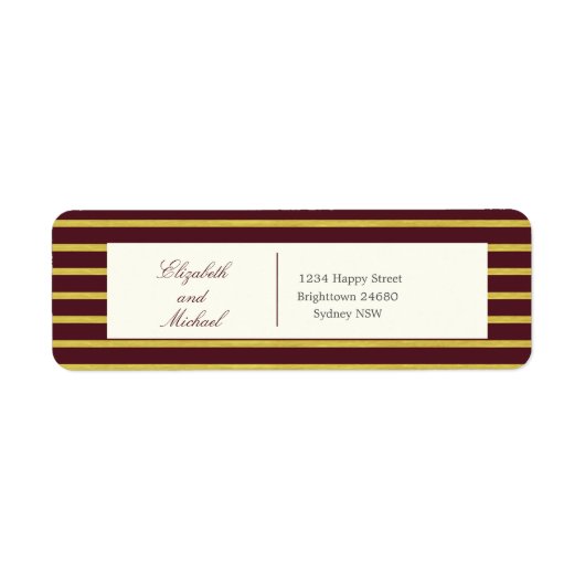 Elegant Burgundy Gold Return-adres Etiket (Voorkant)