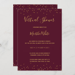 Elegant Burgundy Gold Simple Virtual Vrijgezellenf Kaart