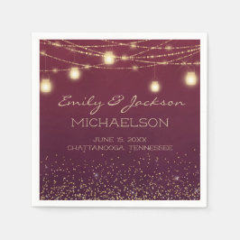 Elegant Burgundy Gold String Lights Lantern Servet