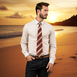 Elegant Burgundy Gold Striped Wedding Groom Stropd Stropdas