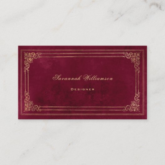 Elegant Burgundy Gold  Visitekaartje (Voorkant)