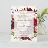 Elegant Burgundy Gold Wedding Kaart (Staand voorkant)