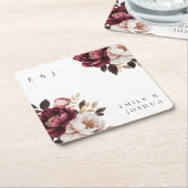 Elegant Burgundy Gold Wedding Kartonnen Onderzetters (Schuin)