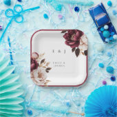 Elegant Burgundy Gold Wedding Papieren Bordje (Feest)