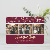 Elegant Burgundy Gold Wedding Photo Save the Date (Staand voorkant)