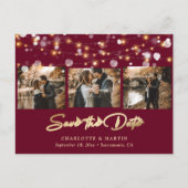 Elegant Burgundy Gold Wedding Photo Save the Date Aankondigingskaart (Voorkant)
