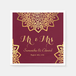 Elegant Burgundy Gold Wedding Servet