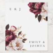 Elegant Burgundy Gold Wedding Wijn Etiket (Enkel label)