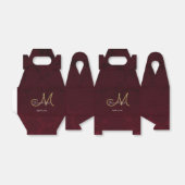 Elegant Burgundy Gold White WeduwMonogram Bedankdoosjes (Uitgevouwen)