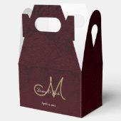 Elegant Burgundy Gold White WeduwMonogram Bedankdoosjes (Geopend)