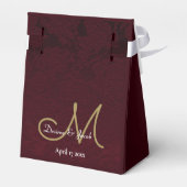 Elegant Burgundy Gold White WeduwMonogram Bedankdoosjes (Achterkant)