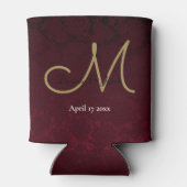 Elegant Burgundy Gold White WeduwMonogram Blikjeskoeler (Achterkant)