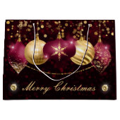 Elegant Burgundy & Gold Winter Baubles Kerstmis Groot Cadeauzakje (Voorkant)