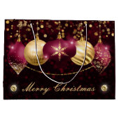Elegant Burgundy & Gold Winter Baubles Kerstmis Groot Cadeauzakje (Achterkant)