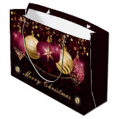 Elegant Burgundy & Gold Winter Baubles Kerstmis Groot Cadeauzakje (Achterkant Gekanteld)
