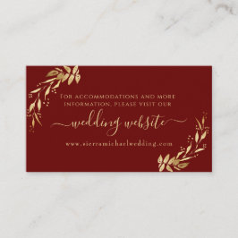 Elegant Burgundy Golden Foliage Wedding Website Informatiekaartje