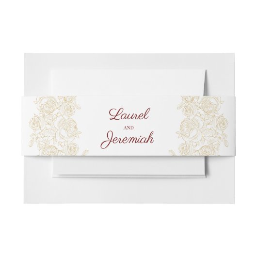 Elegant Burgundy & Golden Rozen Uitnodigingen Wikkel (Voorkant Voorbeeld)