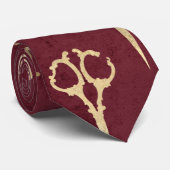 Elegant Burgundy Golden Scissors Haircut Stropdas (Opgerold)