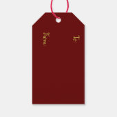 Elegant Burgundy Golden Snowflake Kerstmis Cadeaulabel (Achterkant)