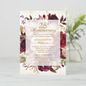 Elegant Burgundy Goud 25e Huwelijksjubileum Kaart (Staand voorkant)