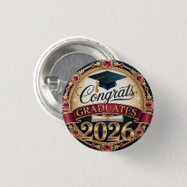 Elegant Burgundy & Goud Afstudeerklas 2026 Ronde Button 3,2 Cm