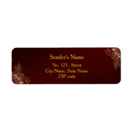 Elegant Burgundy & Goud Huwelijks Retouradres Etiket