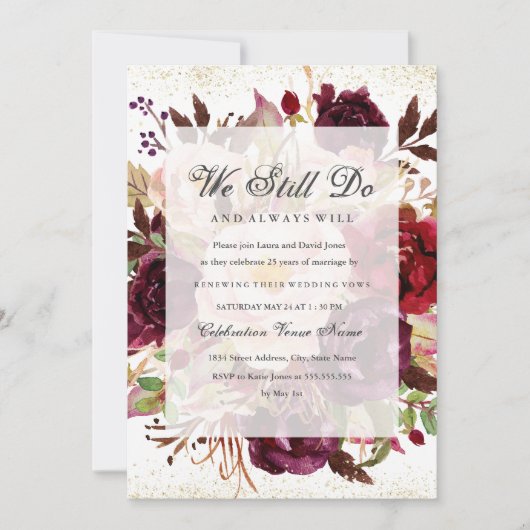 Elegant Burgundy Goud Huwelijksbelofte Verjaardag Kaart (Voorkant)