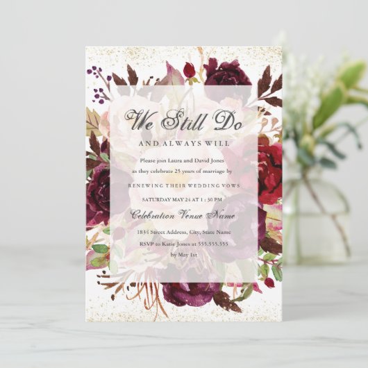 Elegant Burgundy Goud Huwelijksbelofte Verjaardag Kaart (Staand voorkant)