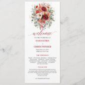 Elegant Burgundy Gouden Bloem Herfst Programma bru Programmakaart (Voorkant)