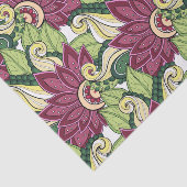Elegant Burgundy Green Yellow Flowers en Swirl Tissuepapier (Detail)